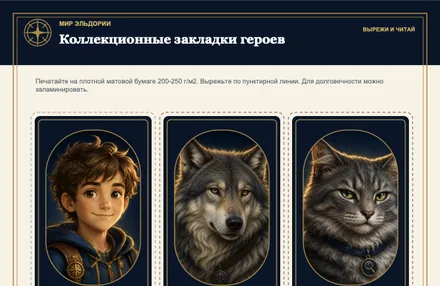 Коллекционные закладки героев — фрагмент листа